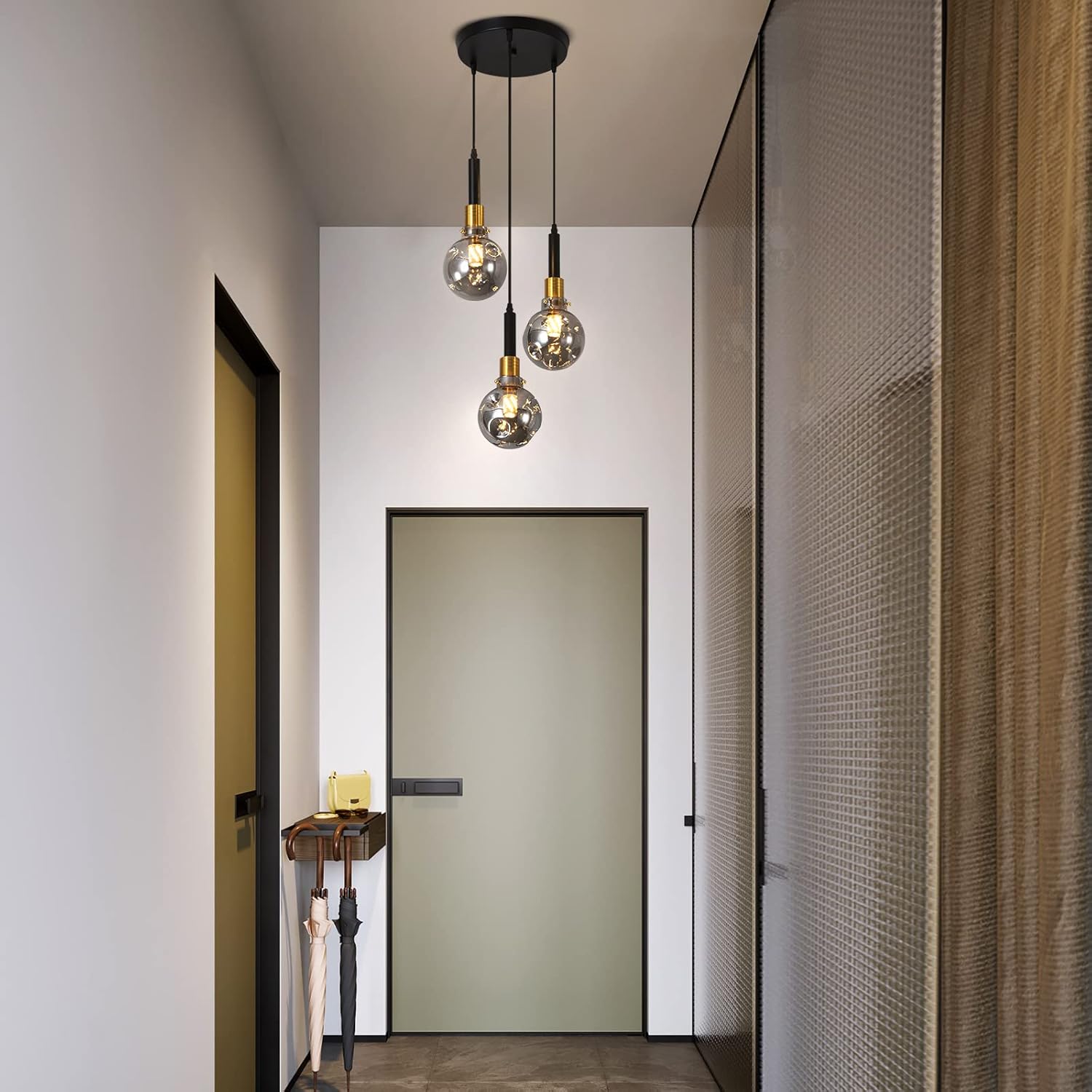 3-light pendant light black and gold kitchen light glass, acrylic hanging light