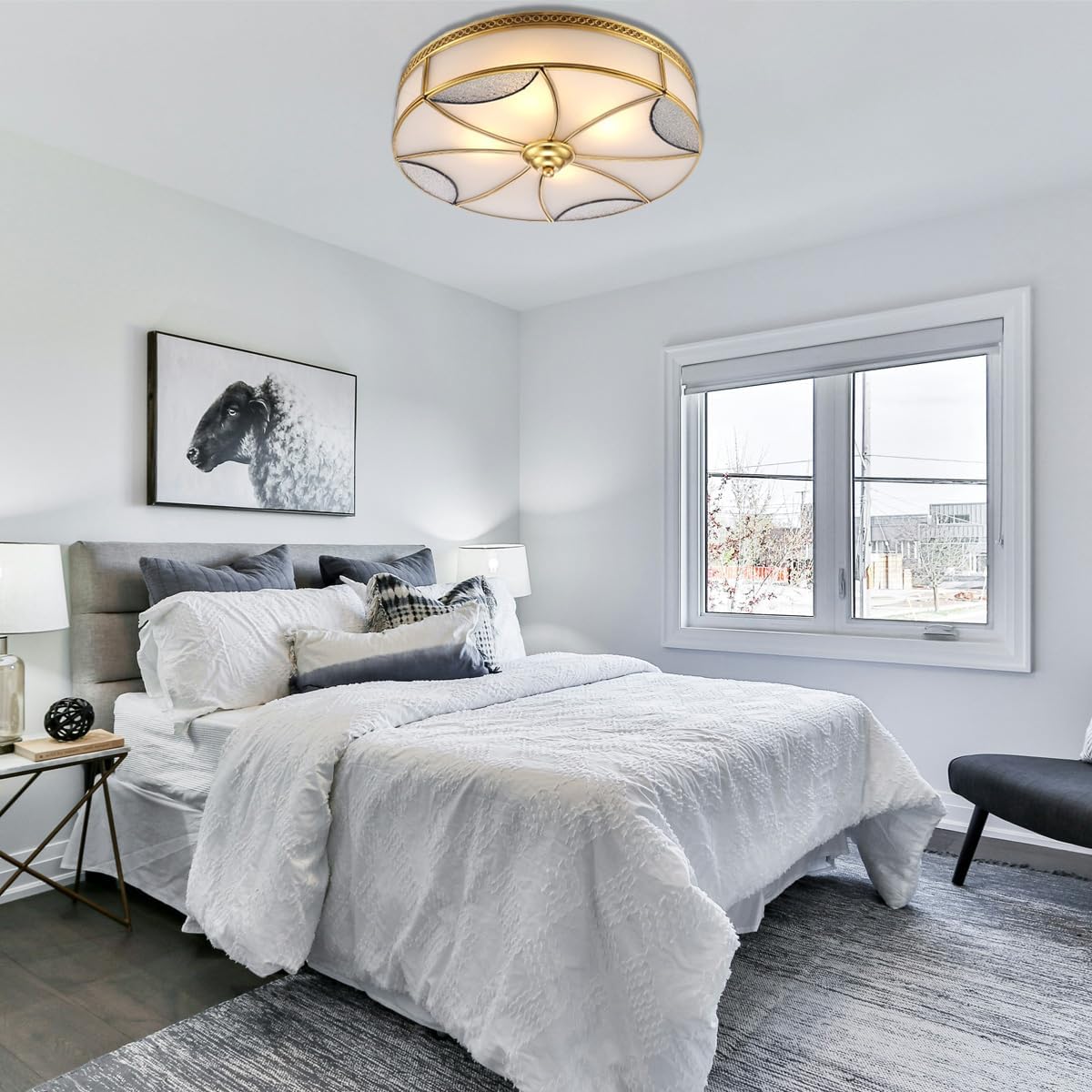 4 lights ceiling light glass fixture light metal bedroom lamp