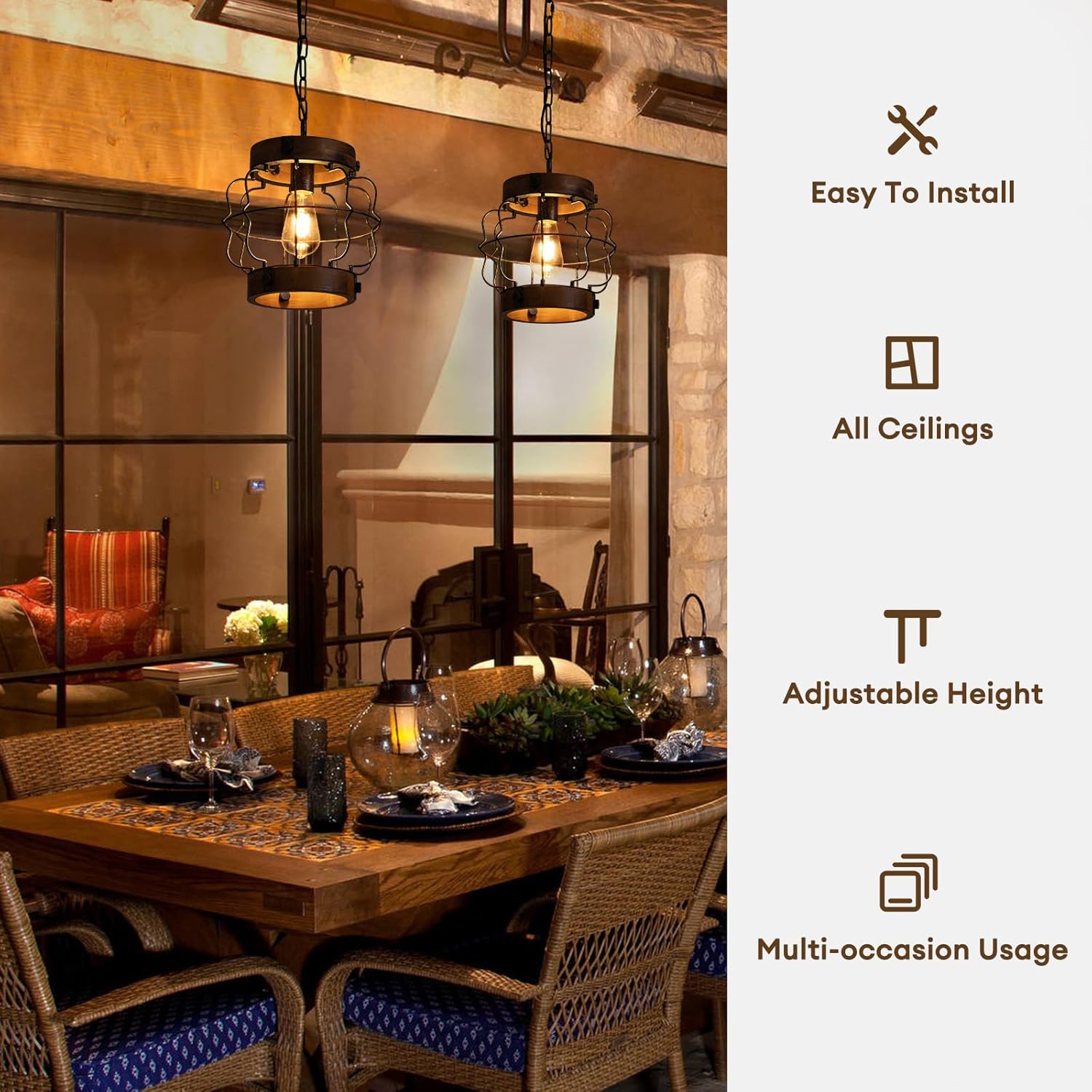 Farmhouse hallway light brown pendant light wood metal kitchen light