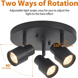 3-light track light black spotlight aluminum ceiling light