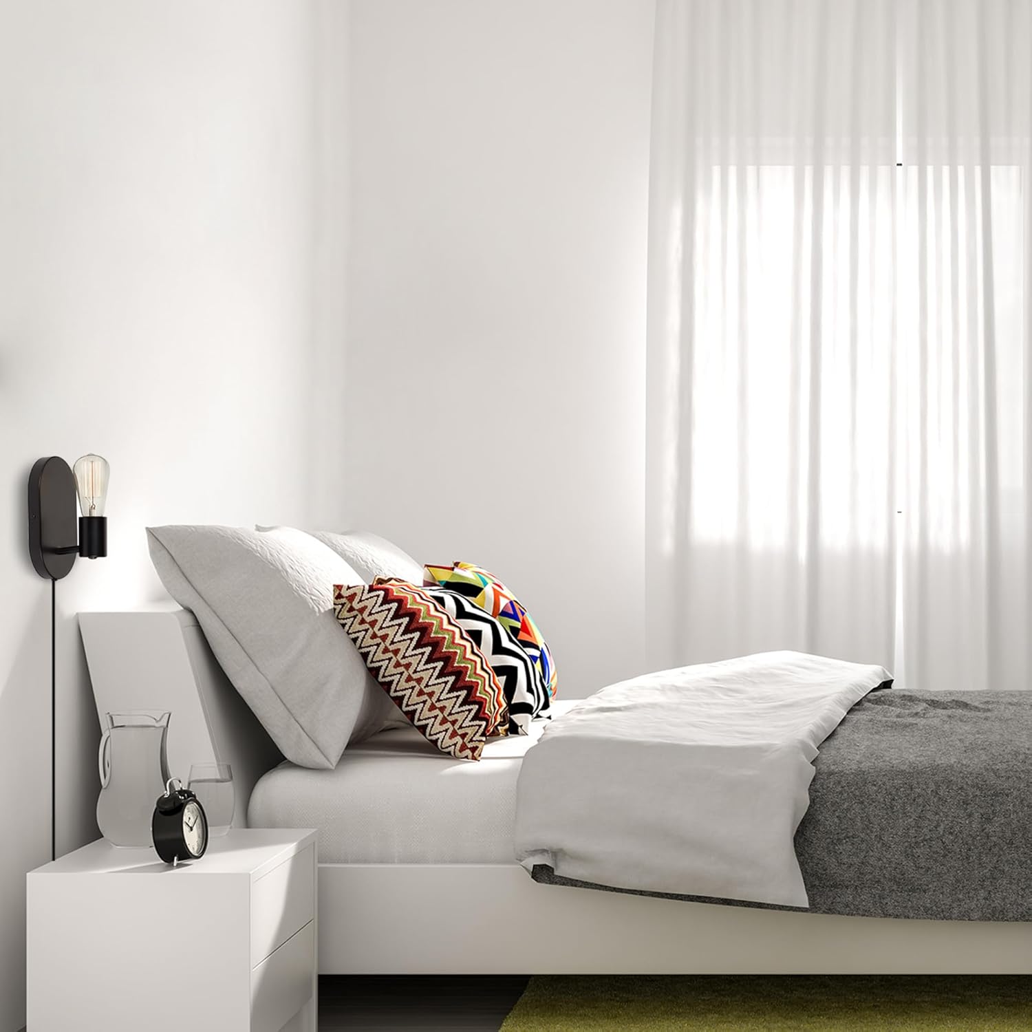1-light wall sconce light matte black bedroom light metal mounting light