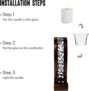 Set of 2 candle light bronze bathroom light metal glass wall light