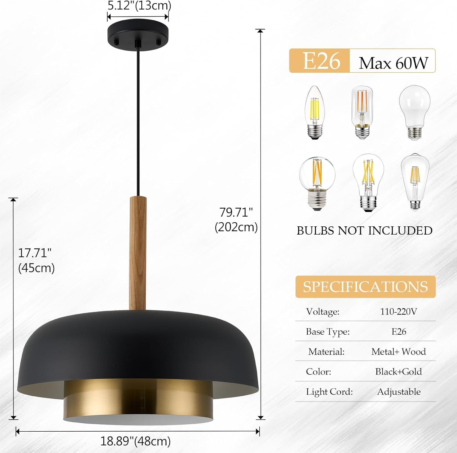 18.8 inch pendant light black kitchen light metal island light