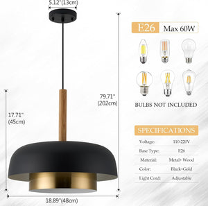 18.8 inch pendant light black kitchen light metal island light