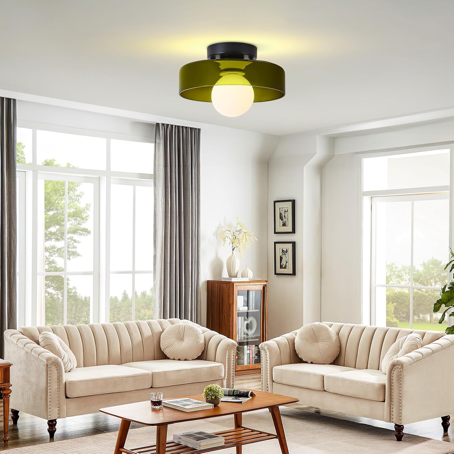 Modern dining room light dark green kitchen light glass ceiling light