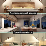 Set of 2 wireless light black walnut wall light wood, aluminum entryway light