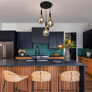 3-light pendant light black and gold kitchen light glass, acrylic hanging light