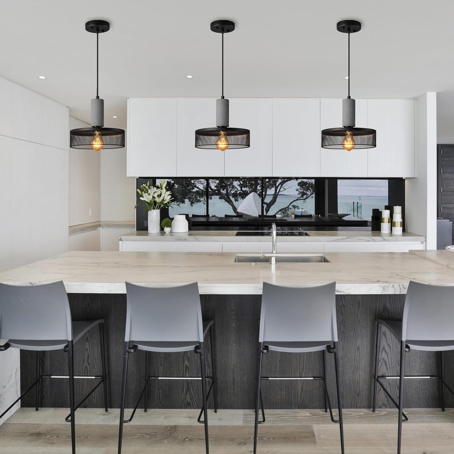 Dimmable living room light black and grey pendant light concrete metal kitchen light