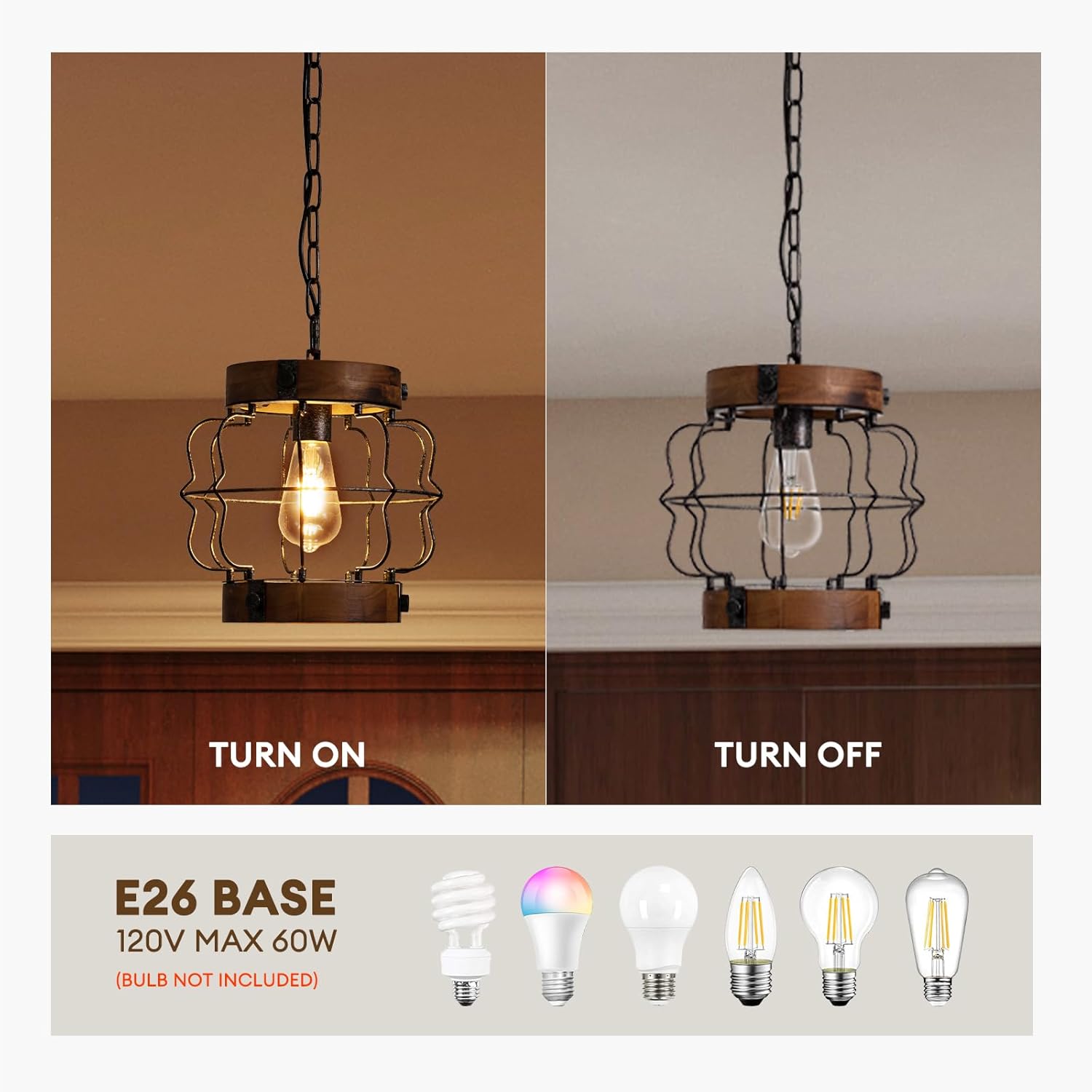 Farmhouse hallway light brown pendant light wood metal kitchen light