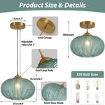Mid century modern chandelier light green pendant light glass, metal hanging light