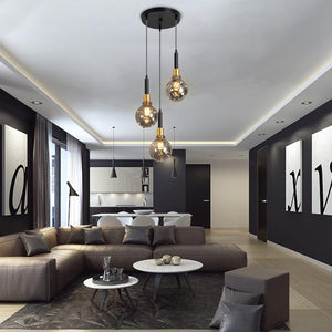 3-light pendant light black and gold kitchen light glass, acrylic hanging light