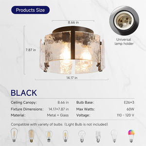 3 bulb ceiling light black kitchen light glass, iron, metal entryway light