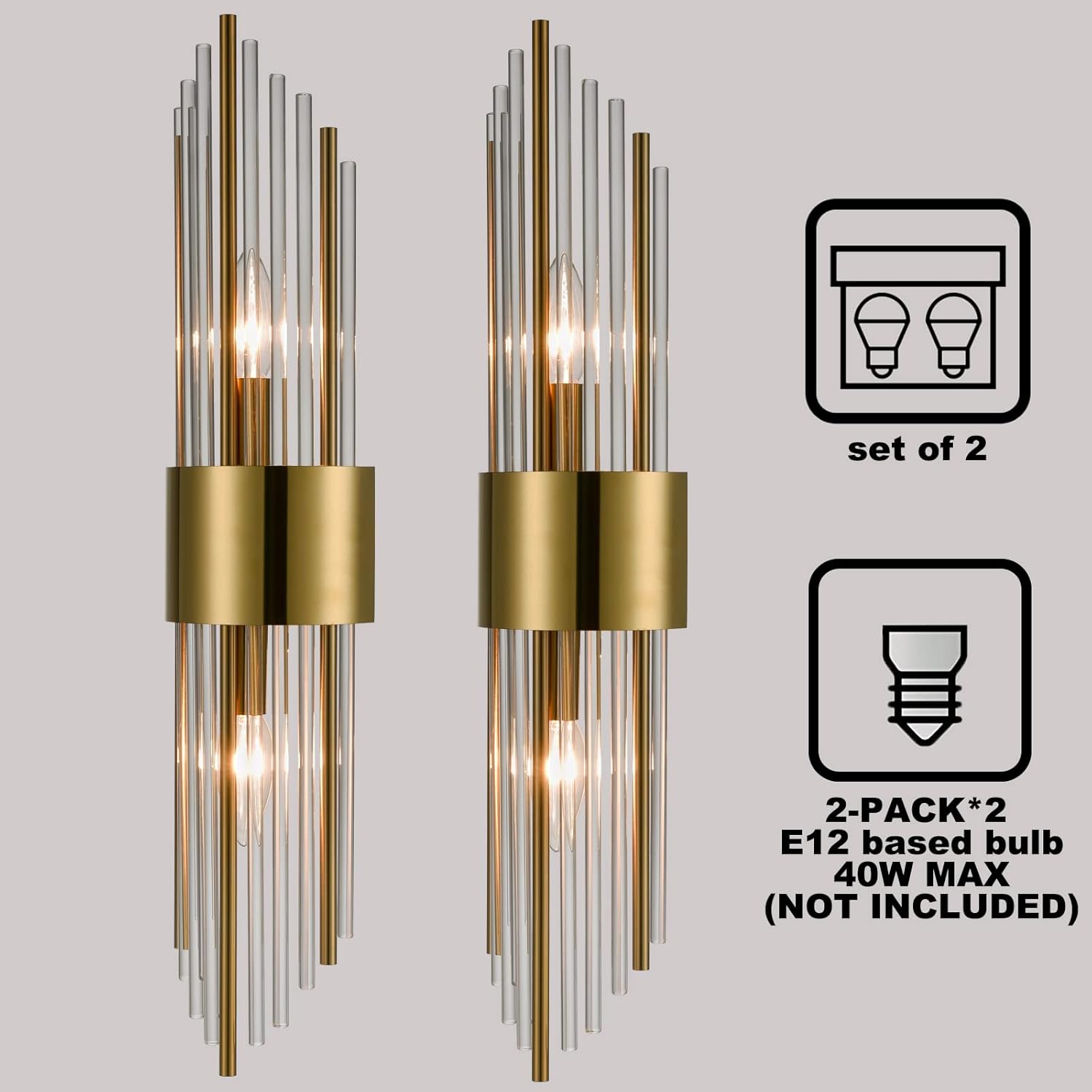 2-light wall light gold vanity light stainless steel bathroom light