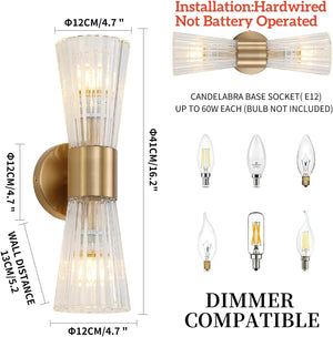 2-light vanitys light gold mounted light glass, metal wall light