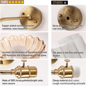 Set of two fixtures light gold bedroom light glass, metal wall light