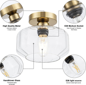 Led bathroom light gold ceiling light glass, metal laundry light