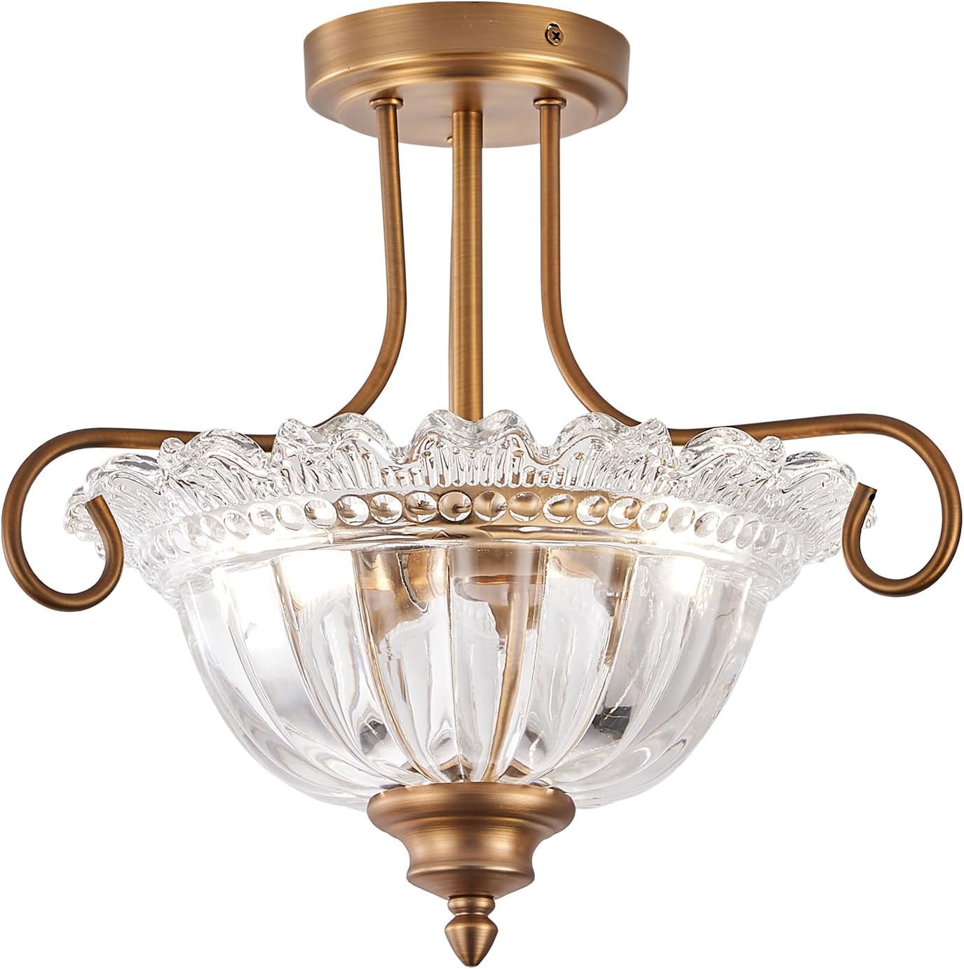 2-bulb flush mount light brass ceiling light glass, metal kitchen light