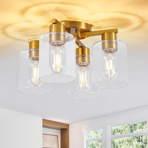 4 light kitchen light gold ceiling light aluminum, glass, ceramic, metal flush mount light