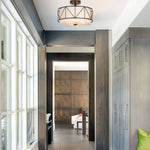 16 inch bedroom light bronze ceiling light iron+fabric drum light