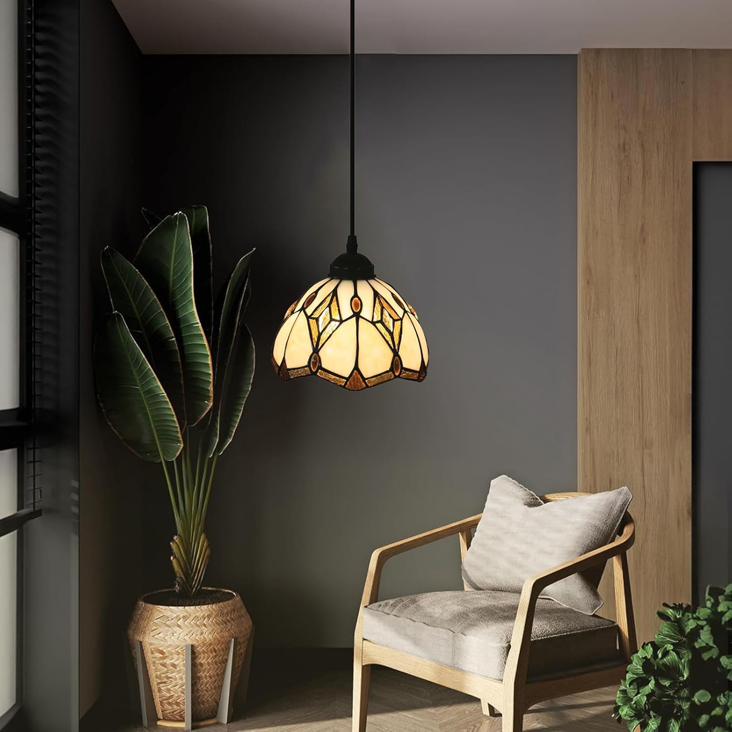 Tiffany pendant light black hanging lamp glass ceiling light