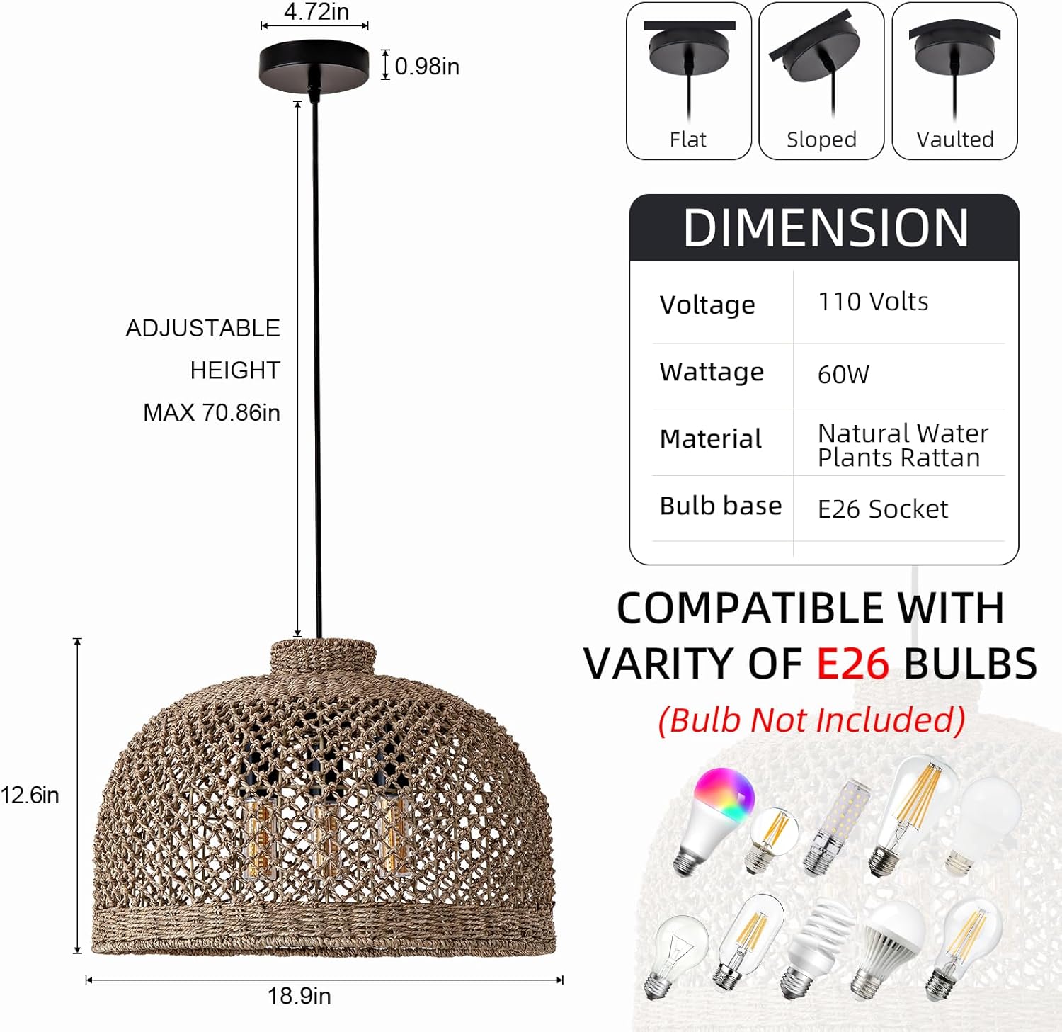 18.9in rattan hallway light brown pendant lights rattan, seagrass, bamboo chandelier light