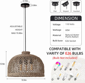 18.9in rattan hallway light brown pendant lights rattan, seagrass, bamboo chandelier light