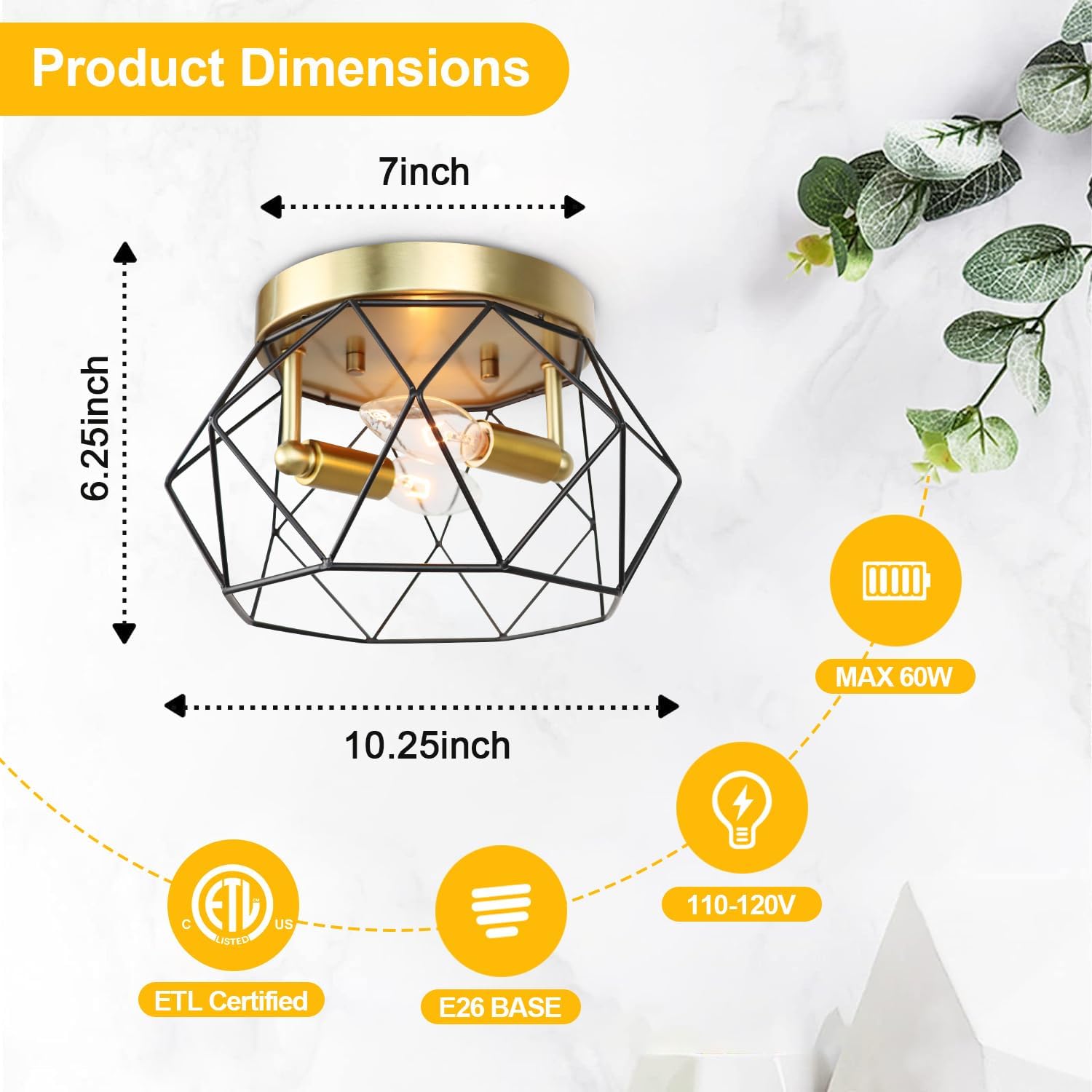 2-light fixture light black, gold ceiling light metal kitchen light