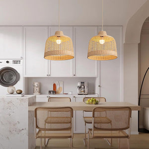 Farmhouse bedroom light beige pendant lights ‎rattan,metal chandelier light