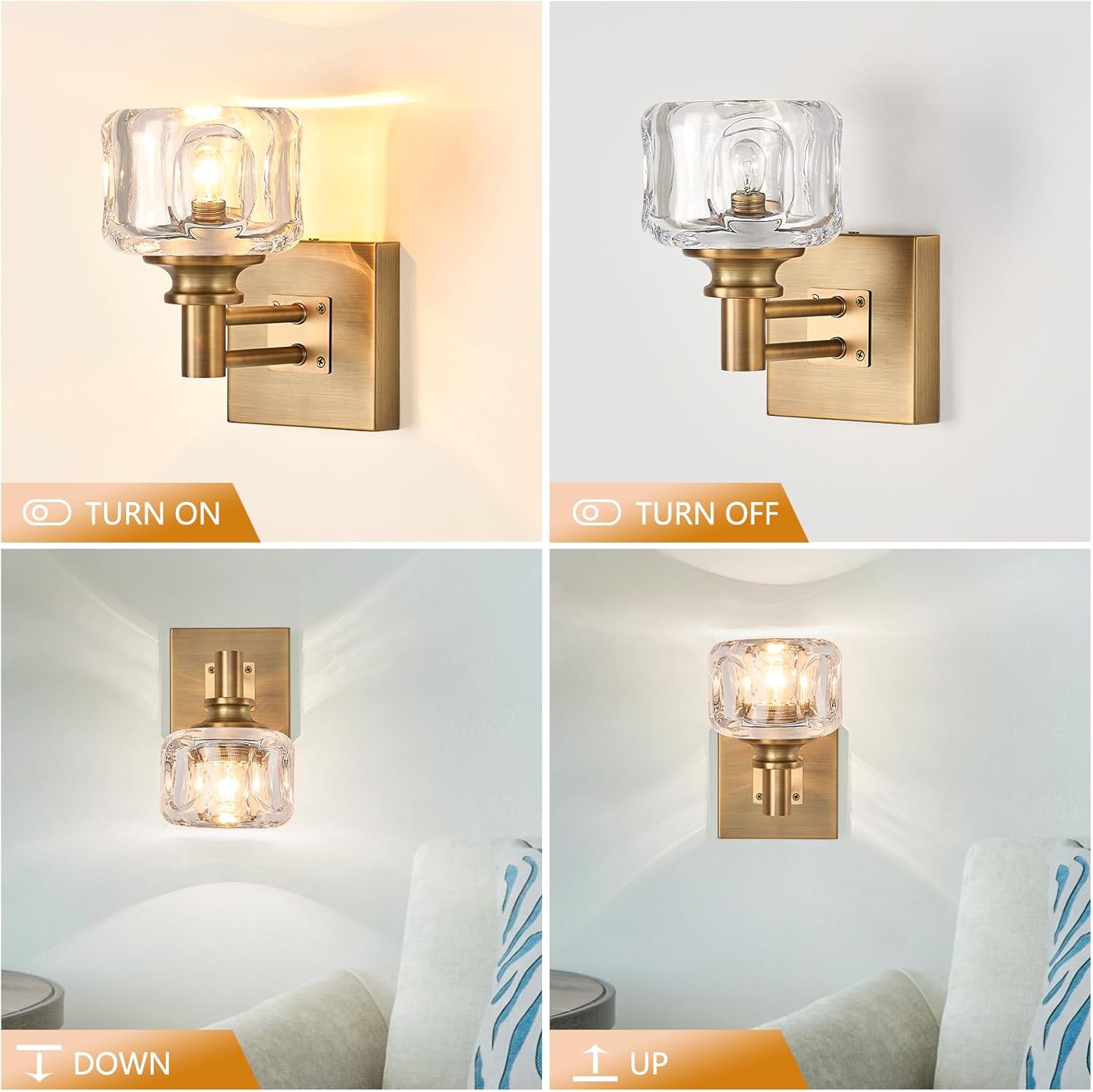 Antique vanity light brass bathroom light metal wall light