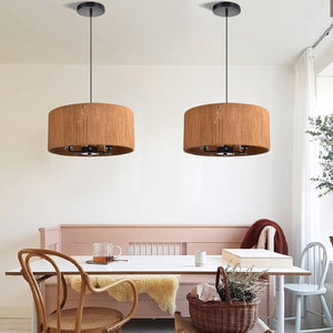 3-light chandelier light dark brown hanging lamp rattan kitchen light