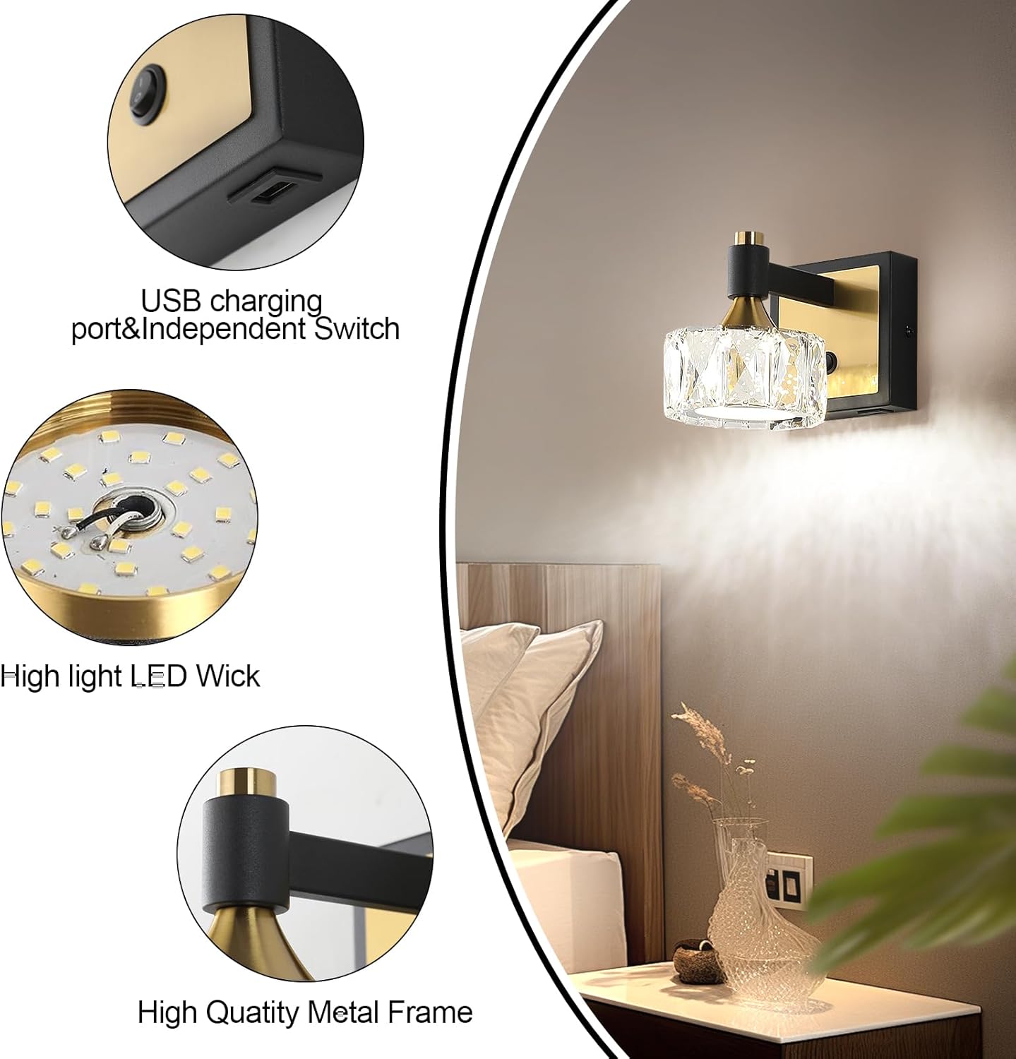 1-light mounted light circle vanity light metal wall light