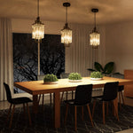 3 pack black pendant light fixture kitchen pendant lighting industrial crystal hanging fixture