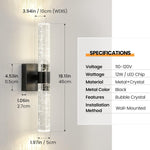 Led vanity light black wall light metal, crystal kitchen light