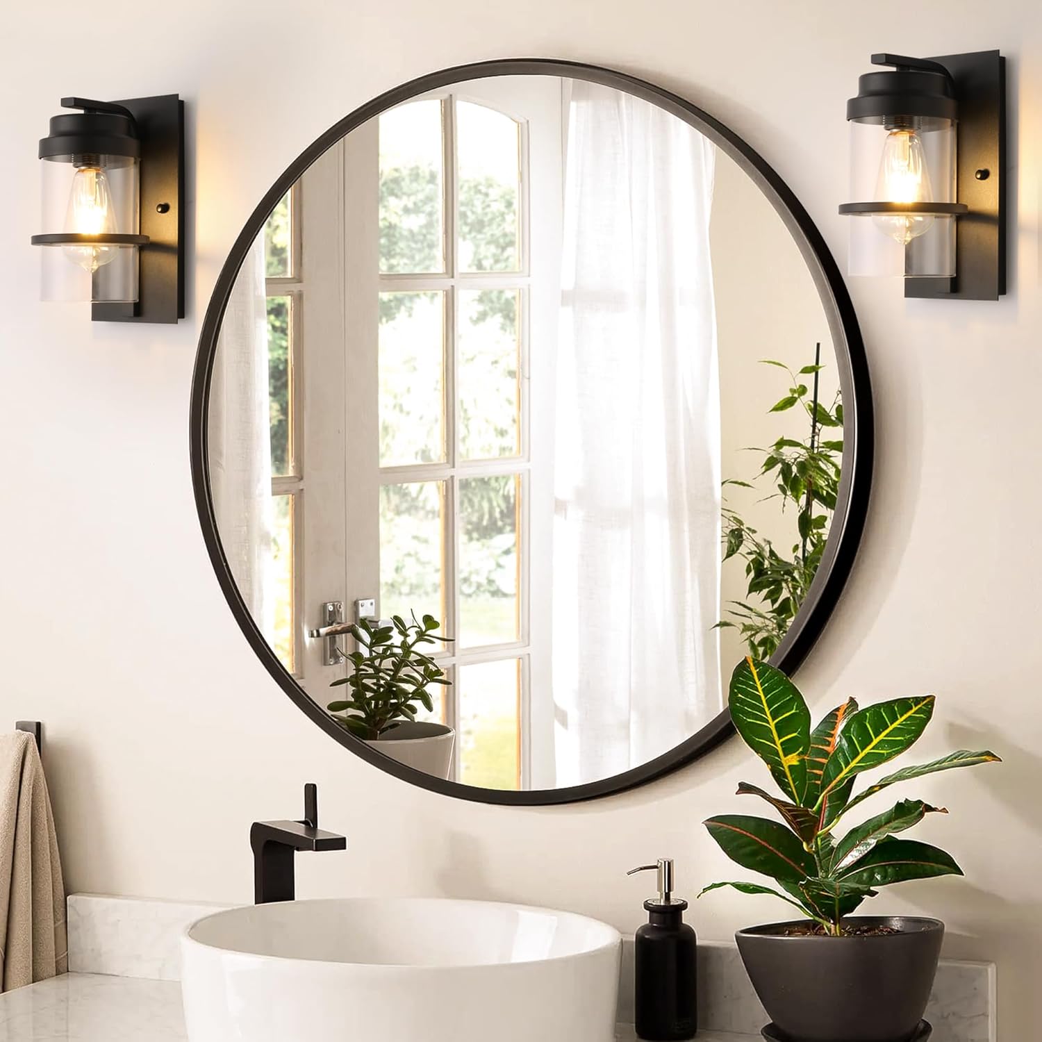 1-light vanity light sandy black wall light glass, iron bedroom light