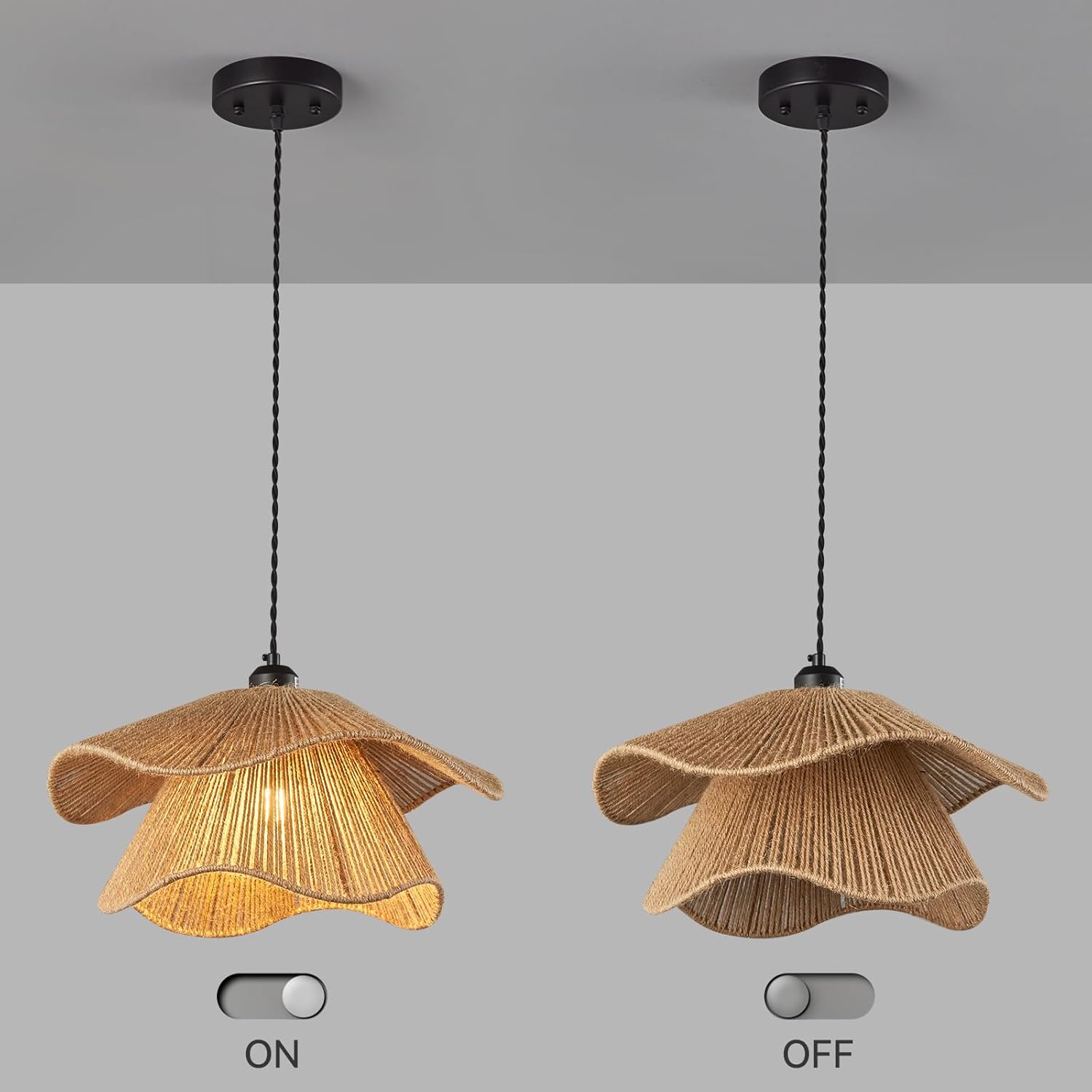 Farmhouse kitchen island light dark brown pendant light rattan hallway light