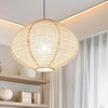 2 Pack handmade pendant light beige bedroom light cotton linen blend hanging lantern