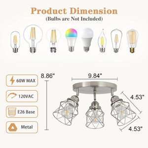 3-lights kitchen light nickel entryway light metal, ‎iron ceiling lamp