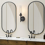 Set of 2 wall light black vanity light glass, metal bedroom light