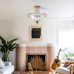2-bulb flush mount light brass ceiling light glass, metal kitchen light