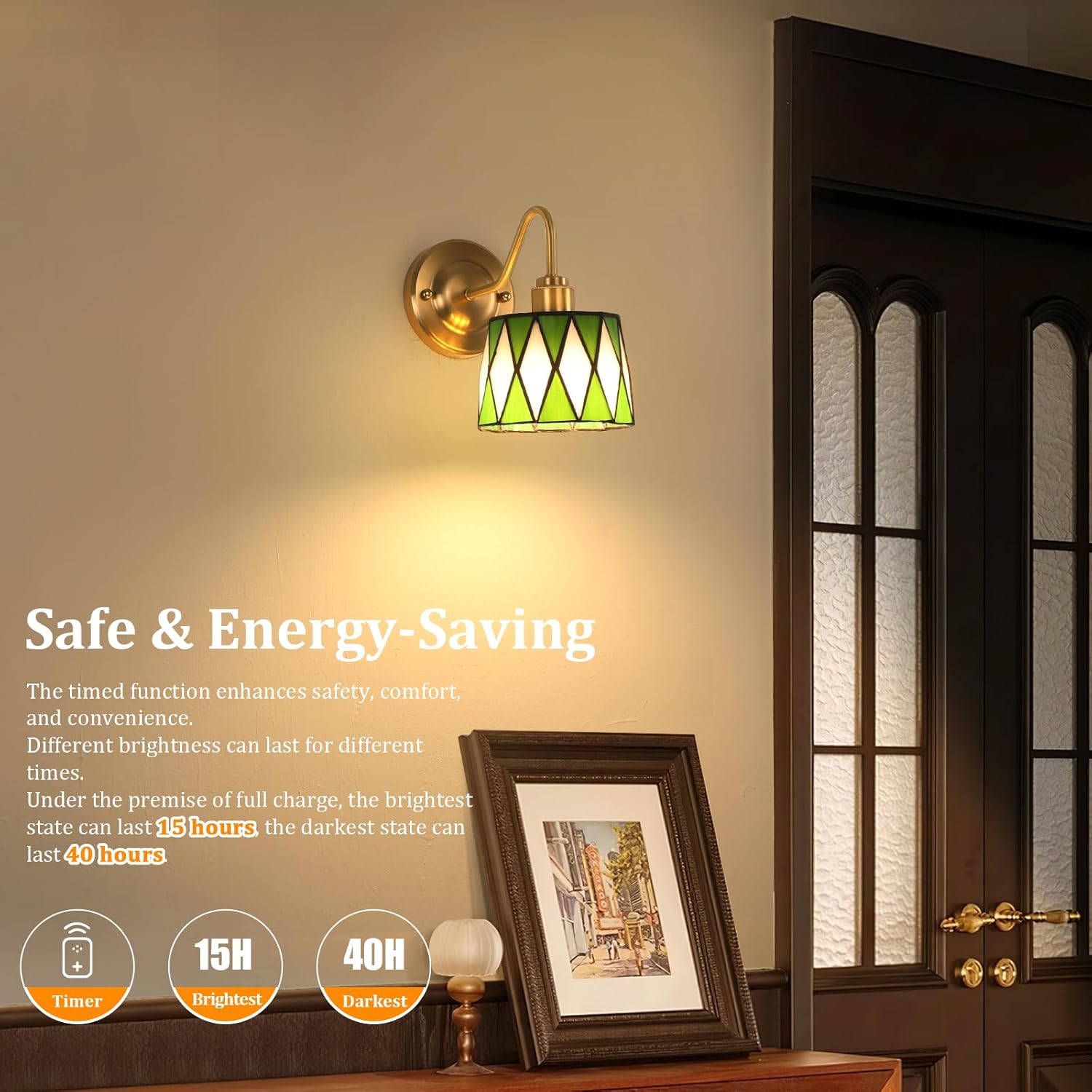 Led bedroom light green checker wall light glass hallway light