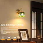 Led bedroom light green checker wall light glass hallway light