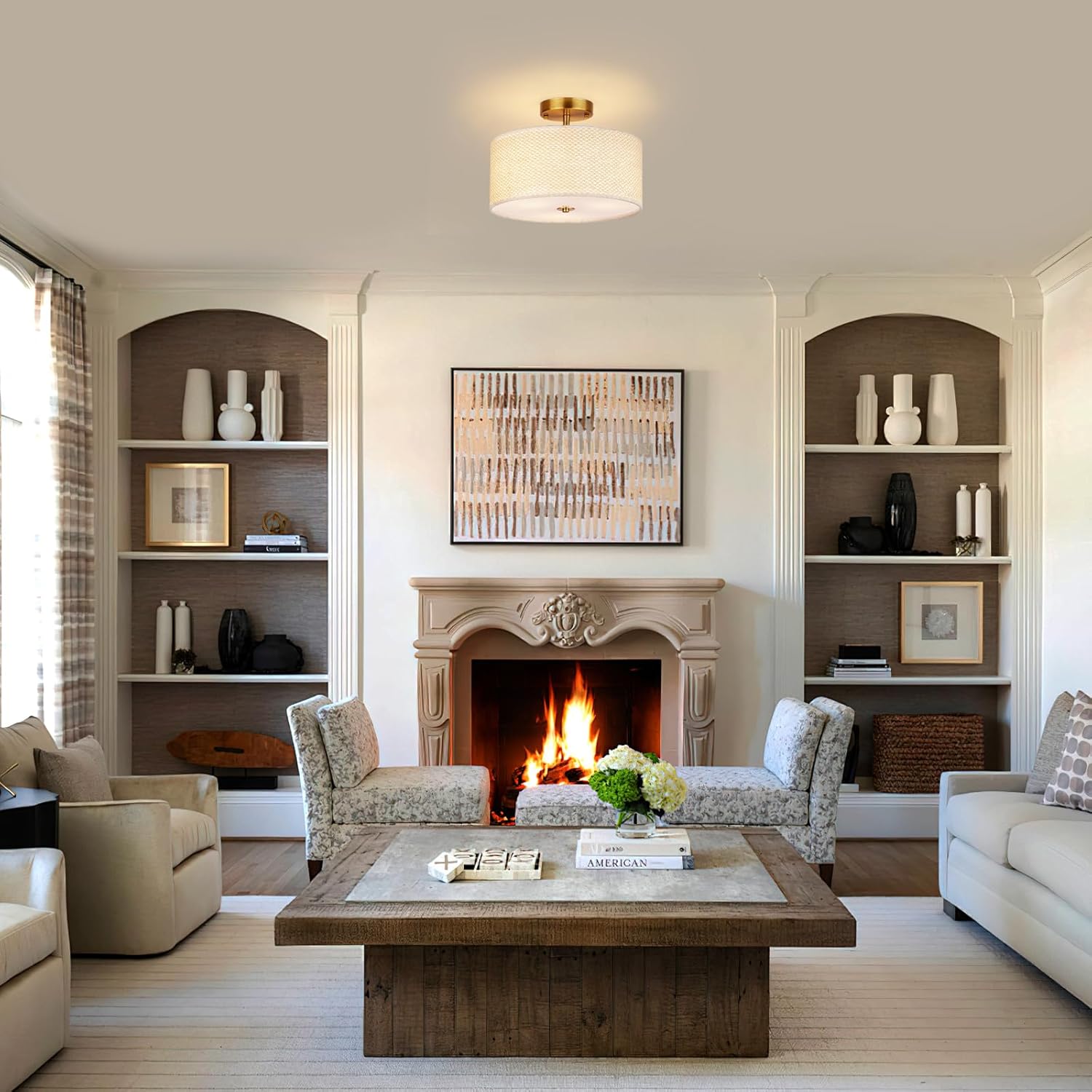 3-light ceiling light deep brown dining light linen bedroom light