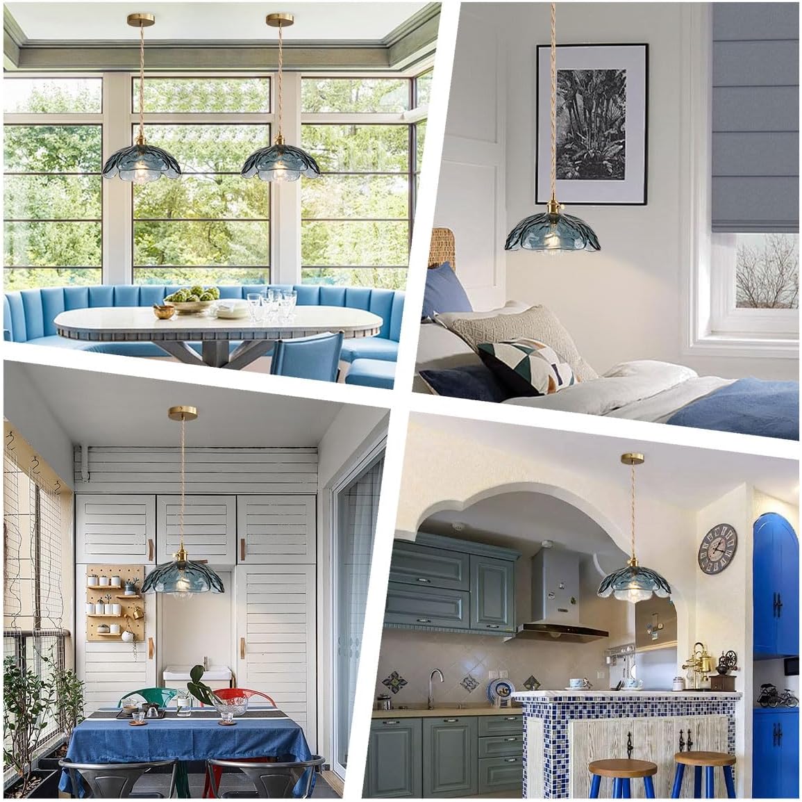 1-light pendant light blue kitchen light brass, glass bedroom light
