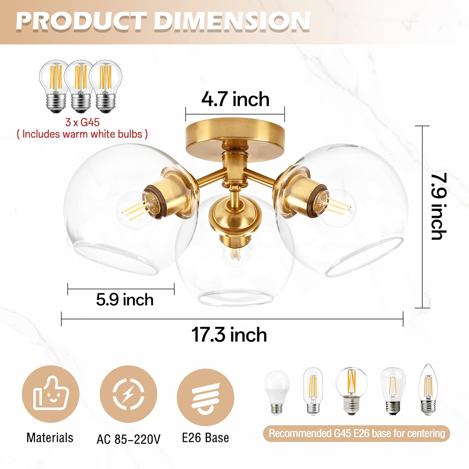 3-light chandelier light gold entryway light metal ceiling lights