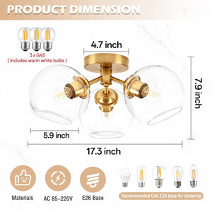 3-light chandelier light gold entryway light metal ceiling lights