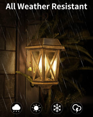 Led 2 pack wall light bronze solar powered light glass, metal garden light