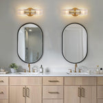 2 Light Entryway light Brass Cylindric light Metal, Crystal wall light