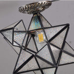 Moravian star ceiling light fixture industrial semi flush mount ceiling lamp with Tiffany glass