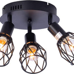 3 light industrial semi flush mount ceiling light wire cage ceiling lamp