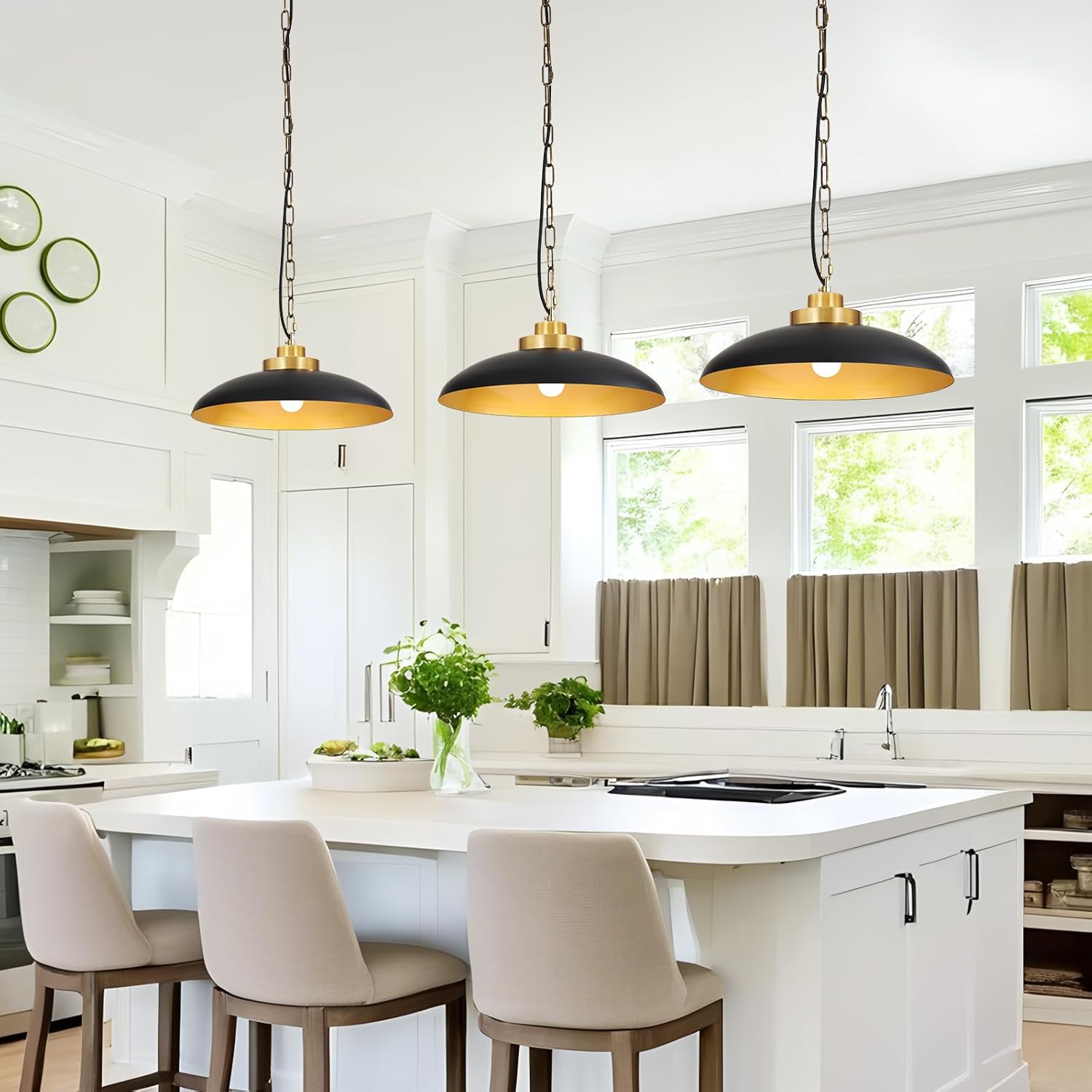 Farmhouse pendant light black and gold dining rooms light metal living rooms light